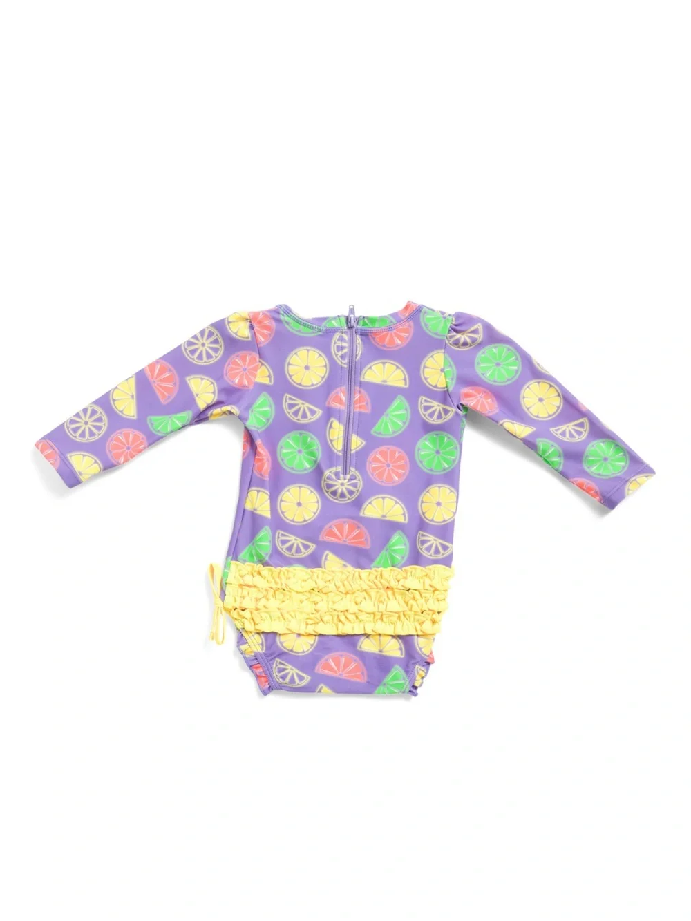 RUFFLEBUTTS Infant Girls Neon Citrus Long Sleeve One-Piece Swimsuit